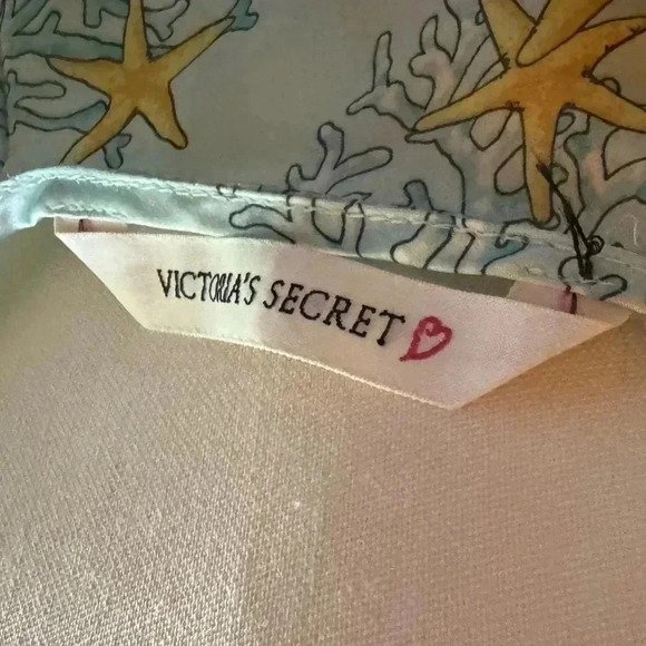Victoria Secret chemise slip in blue with starfish pattern and lace detail small - Picture 6 of 10